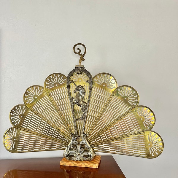 Brass Peacock Fireplace Screen Etsy
