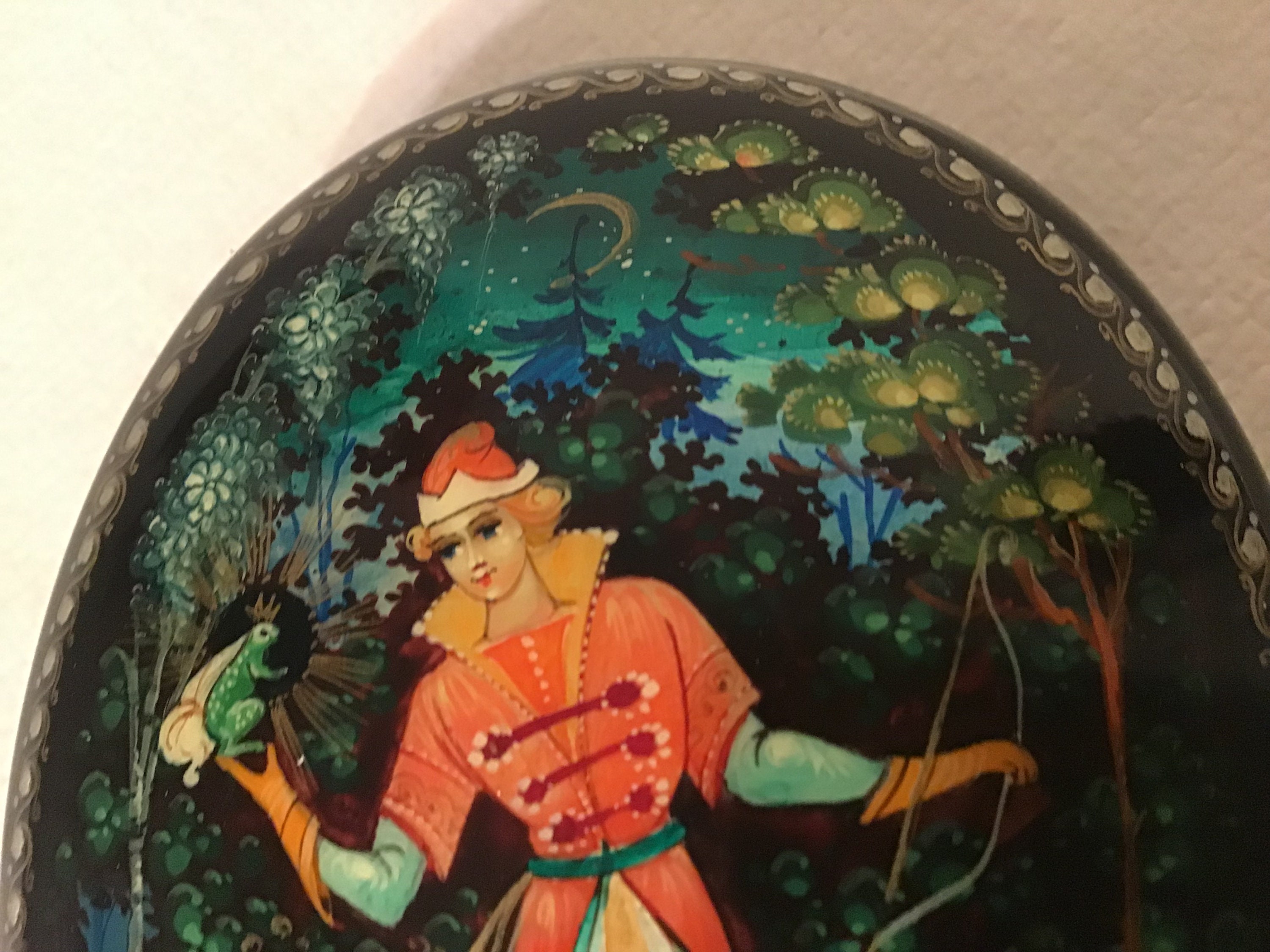 Vintage Kholui Lacquer Miniature Painting Jewelry Etsy