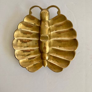 Vintage Brass Butterfly Shaped Ashtray Trinket Plate