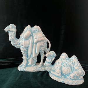Vintage Nativity Turquoise White Camel Figurine