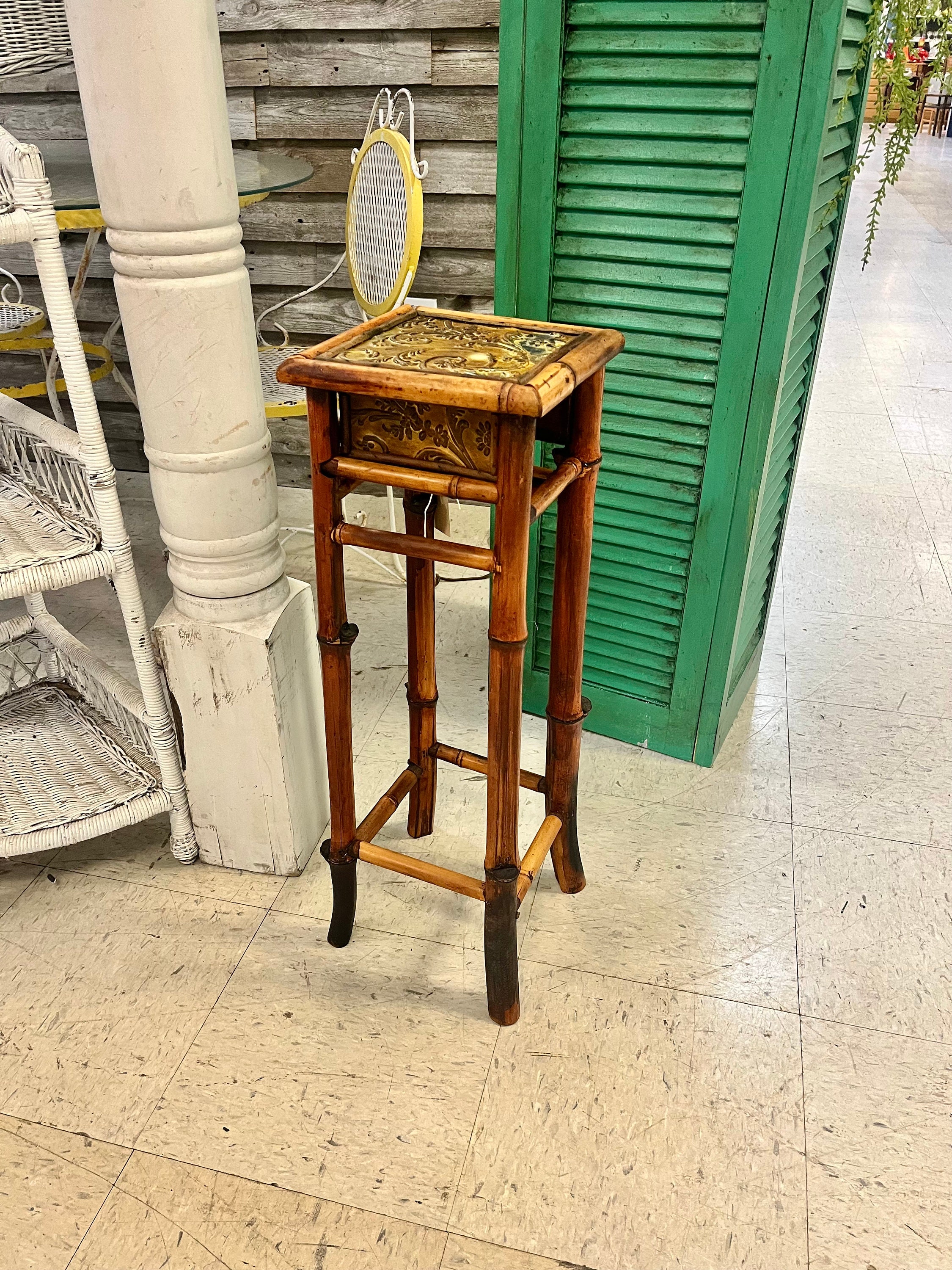 ヴィンテージバンブープランターラック Vintage Bamboo With Metal Plant Stand - Etsy