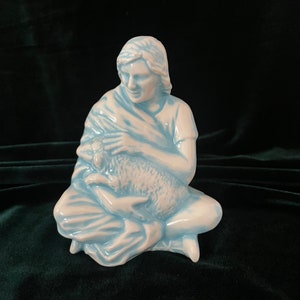 Turquoise White Nativity Figurine Shepherd Sheep Lamb