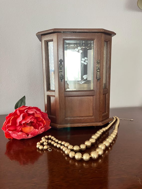 Wooden Hutch Shaped Jewelry Box Storage Organizer
