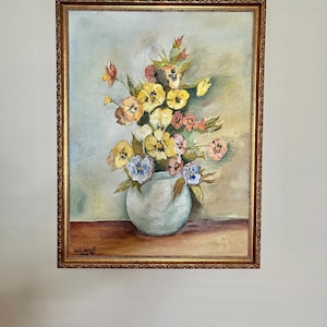 Vintage Floral Oil Painting Art Collectible Floral Artwork