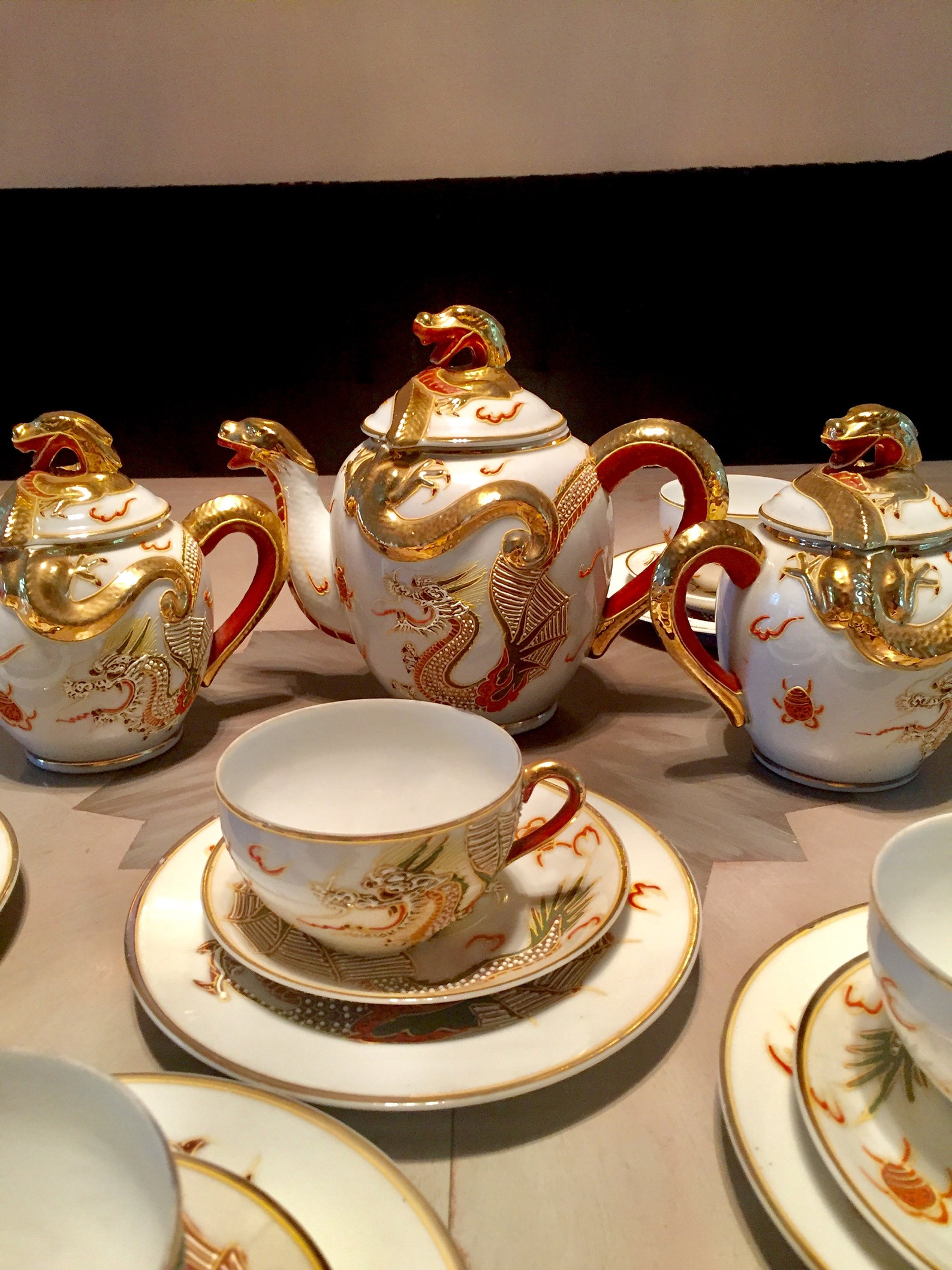 Occupied Japan Porcelain Gold Dragonware Tea Set Etsy