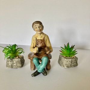vintage Ceramic Old Man Figurine Chaussures de nettoyage