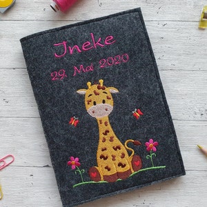 U-Heft Hülle aus Filz  * Giraffe * Geburt Mädchen und Junge