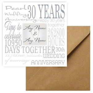 Personalised 30th Wedding Anniversary Card