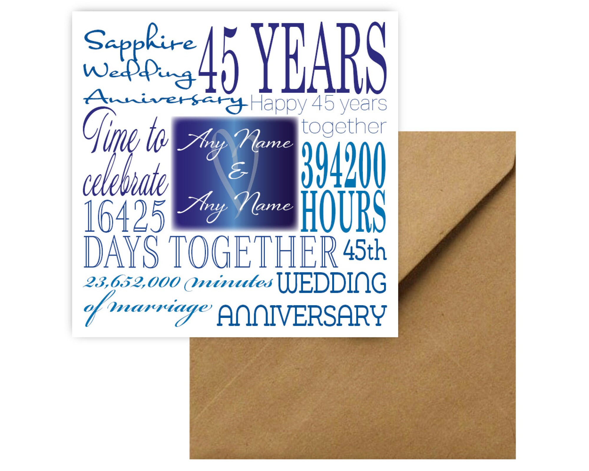 Personalised 45th Wedding Anniversary Card - Etsy UK