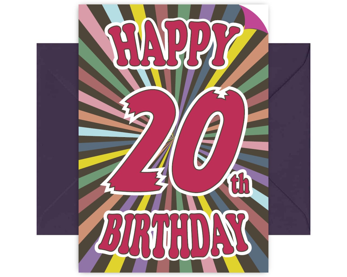 Happy 20th Birthday Card Etsy Uk