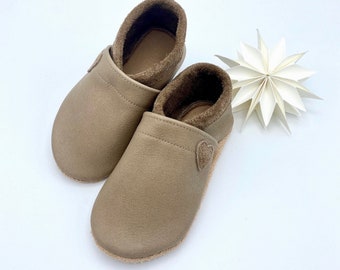 Festive children's shoes made of plain hippo nappa leather with a heart, environmentally friendly baby gift