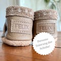 Personalization through embossing of names or words, combinable with Mon shoes, personalized name embossing, hand embossing product logo