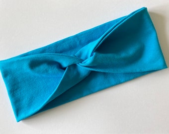 Aqua Blue Jersey Wide Headband