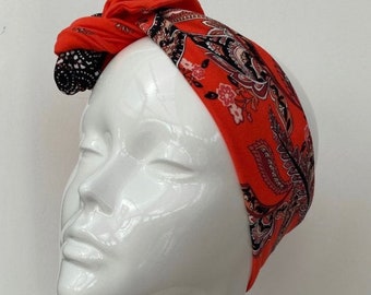 Orange Paisley Headband Headscarf Headtie