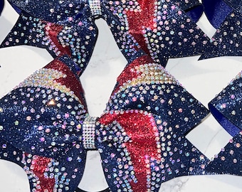Cheer Bow Lightning Bolt with Diamonds