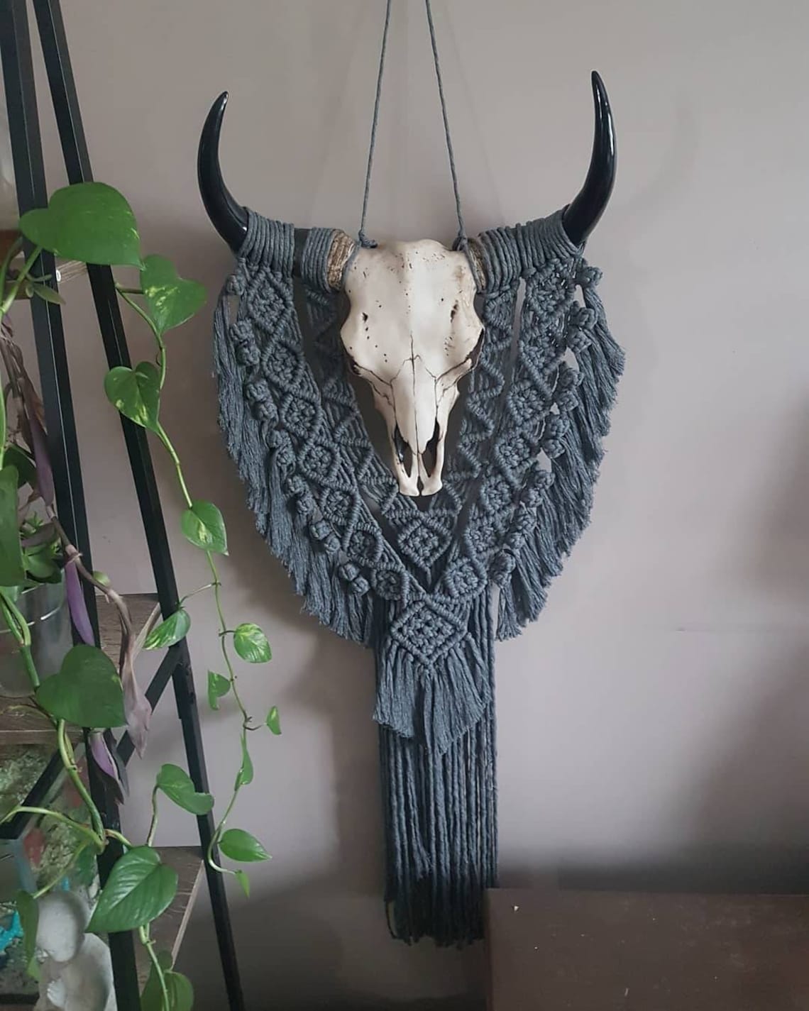 Macrame Cow Skull Etsy