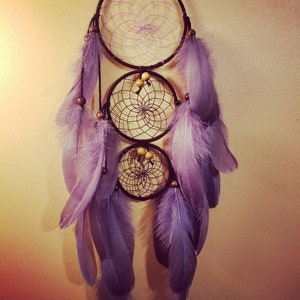 7&quot; Handmade Dreamcatcher Black with Purple Feathers