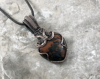 Mahogany Obsidian Heart and Copper wire wrapped pendant - Gift for Him or Her - Unique - One of a Kind - Handmade in the USA         SKU0254