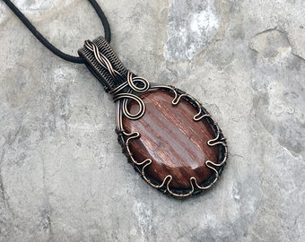 Snakeskin Jasper and Copper wire wrapped pendant - Gift for Him or Her - Unique - One of a Kind - Handmade in the USA                SKU0250