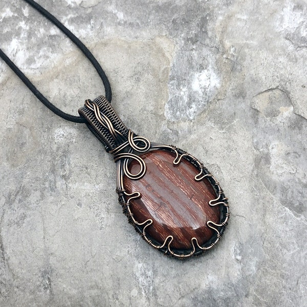 Snakeskin Jasper and Copper wire wrapped pendant - Gift for Him or Her - Unique - One of a Kind - Handmade in the USA                SKU0250