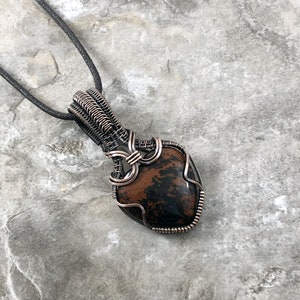 Mahogany Obsidian Heart and Copper wire wrapped pendant - Gift for Him or Her - Unique - One of a Kind - Handmade in the USA         SKU0254