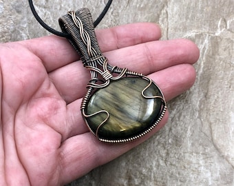 Labradorite Pendant: Quality Handmade Copper Jewelry - Artisan Made - USA          0171
