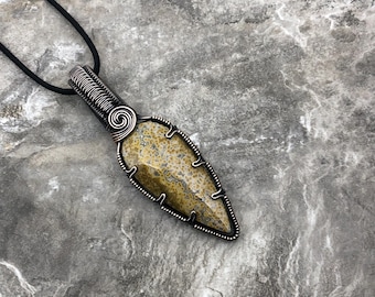Handmade Ocean Jasper Pendant: Copper Wire Wrapped Jewelry - USA Made          0330