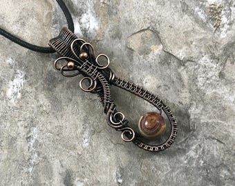 Laguna Lace Agate Bead Pendant: Quality Handmade Copper Jewelry - Artisan Made - USA          0180