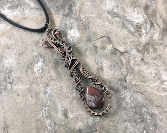 Porcelain Jasper and Cubic Zirconia Pendant: Quality Handmade Copper Jewelry - Artisan Made - USA          0071