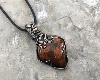 Red Jasper Pendant: Quality Handmade Copper Jewelry - Artisan Made - USA          0318