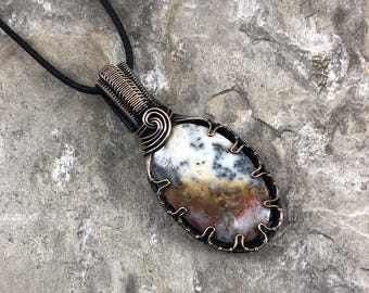 Marcasite in Agate Pendant: Quality Handmade Copper Jewelry - Artisan Made - USA          0333
