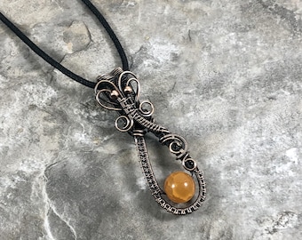Cracked Fire Agate Bead Pendant: Quality Handmade Copper Jewelry - Artisan Made - USA          0182