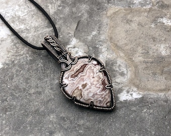 Handmade Rosetta Jasper Pendant: Copper Wire Wrapped Jewelry - Handmade in the USA          0302