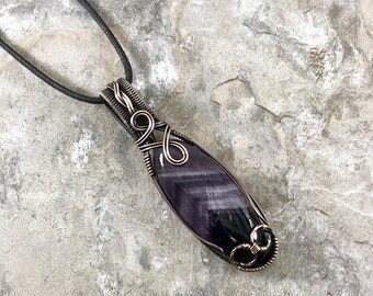 Chevron Amethyst Pendant: Quality Handmade Copper Jewelry - Artisan Made - USA          0312