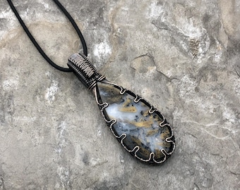 Dendritic Tiger Agate Pendant: Quality Handmade Copper Jewelry - Artisan Made - USA          0301