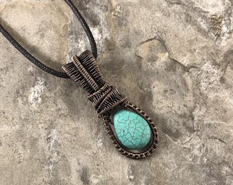 Dyed Magnesite Pendant: Quality Handmade Copper Jewelry - Artisan Made - USA          0088