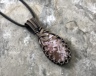 Handmade Purple Sagenite Pendant: Copper Wire Wrapped Jewelry - Artisan Made USA          0340