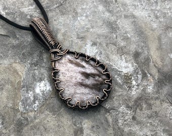 Handmade Sagenite Pendant: Copper Wire Wrapped Jewelry - USA Made          0297