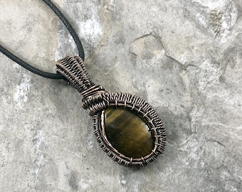 Tiger's Eye Pendant: Quality Handmade Copper Jewelry - Artisan Made - USA          0118