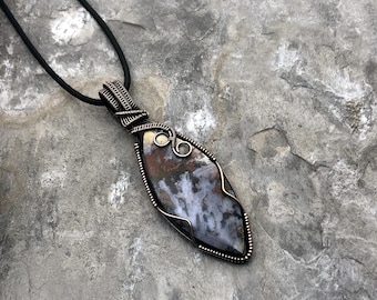Handmade Sagenite Agate Pendant: Copper Wire Wrapped Jewelry - USA Made          0248