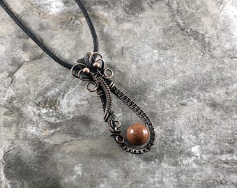 Goldstone Bead Pendant: Quality Handmade Copper Jewelry - Artisan Made - USA          0202