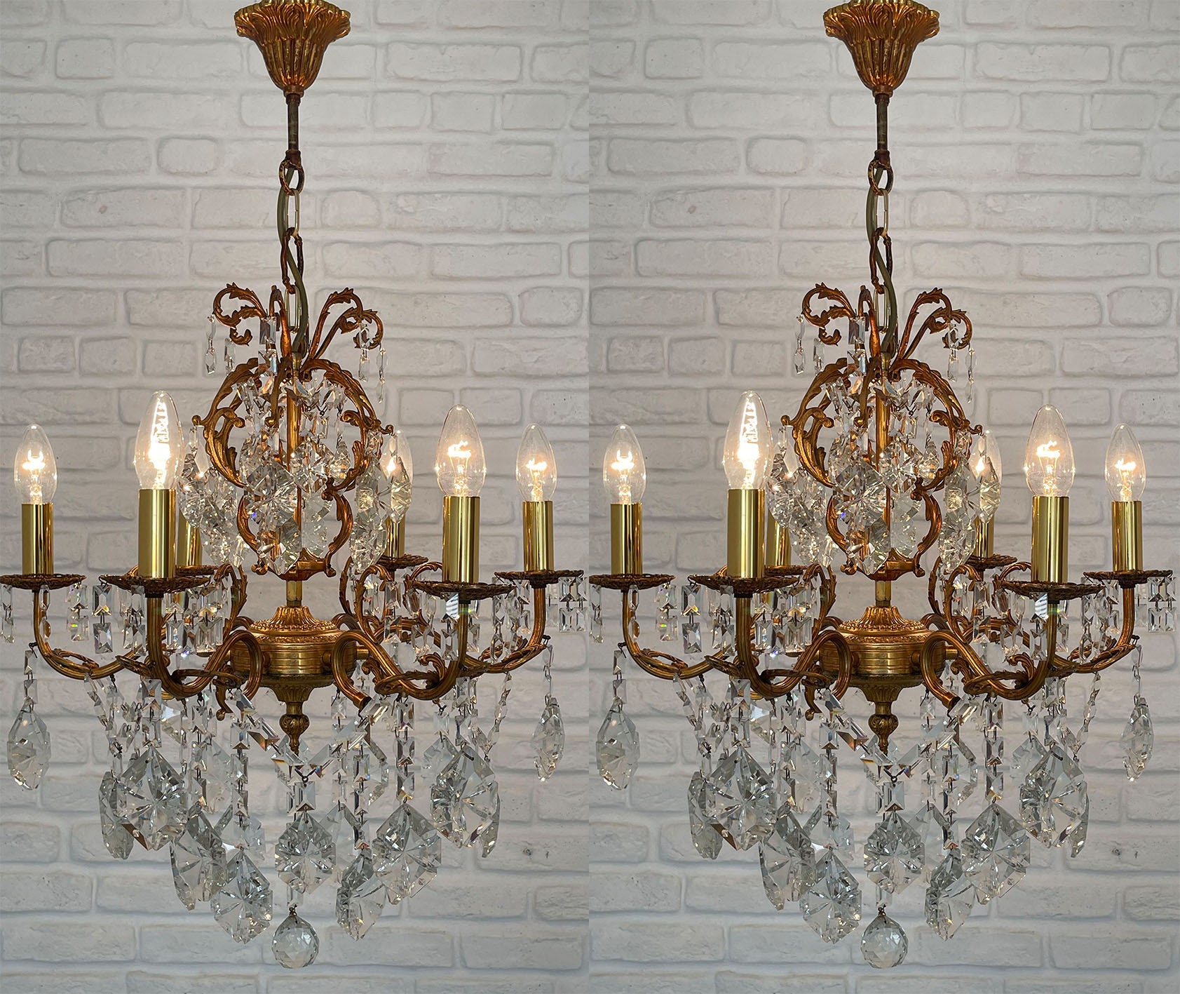 1970's 2024 brass chandelier