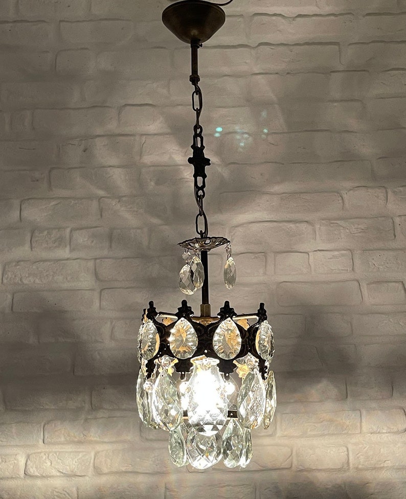 Selling Antique Vintage Brass Crystals Chandelier French Ranking TOP18 Ceiling Small