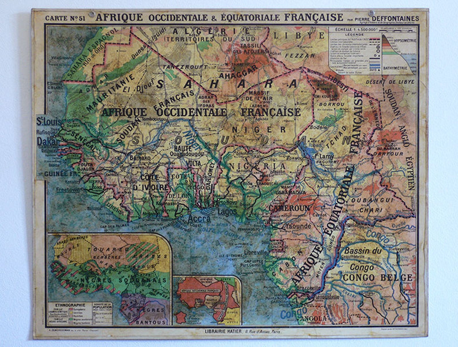 Map of French West Africa/equatorial Africa Etsy