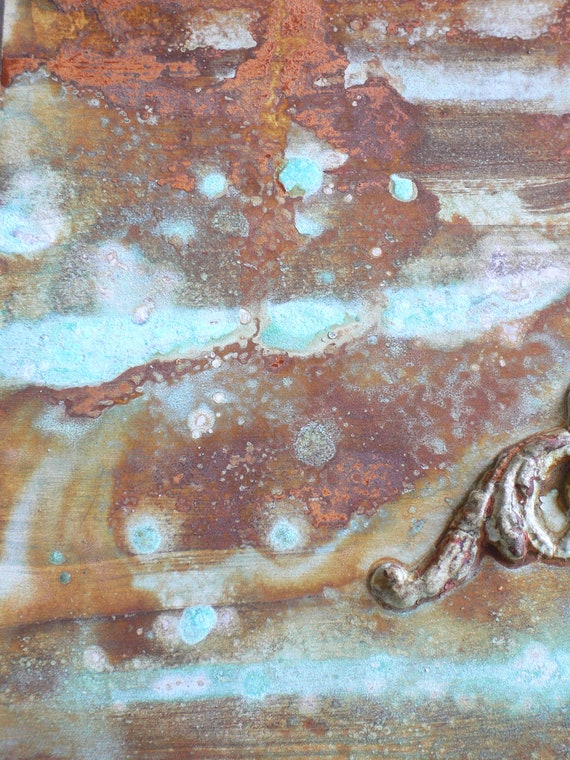 Rust Patina Picture With Ornament Etsy