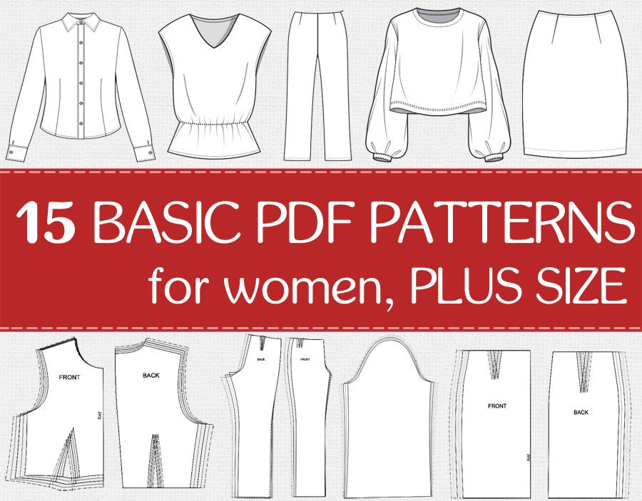 15 basic PDF sewing patterns for women plus size PDF Etsy