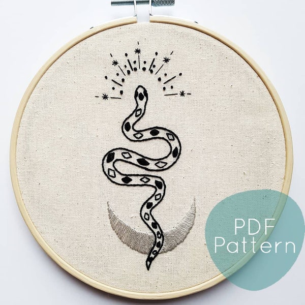 Magic Snake Embroidery Design, Embroidery Pattern Download, Embroidery PDF Design, Embroidery patch, Snake, Witch Animal Embroidery