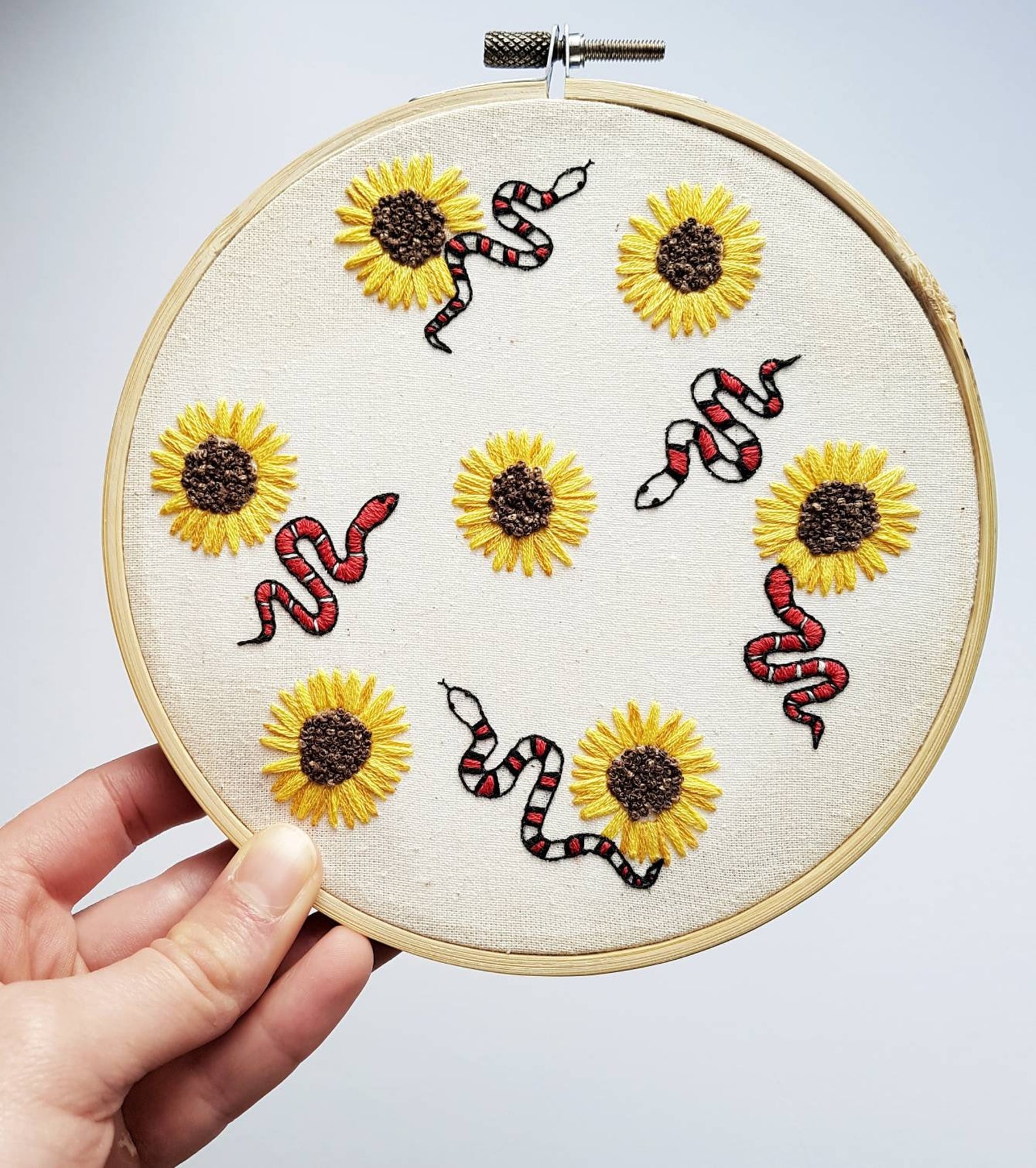 Snakes and Sunflowers Embroidery PDF Design Download Beginner Etsy