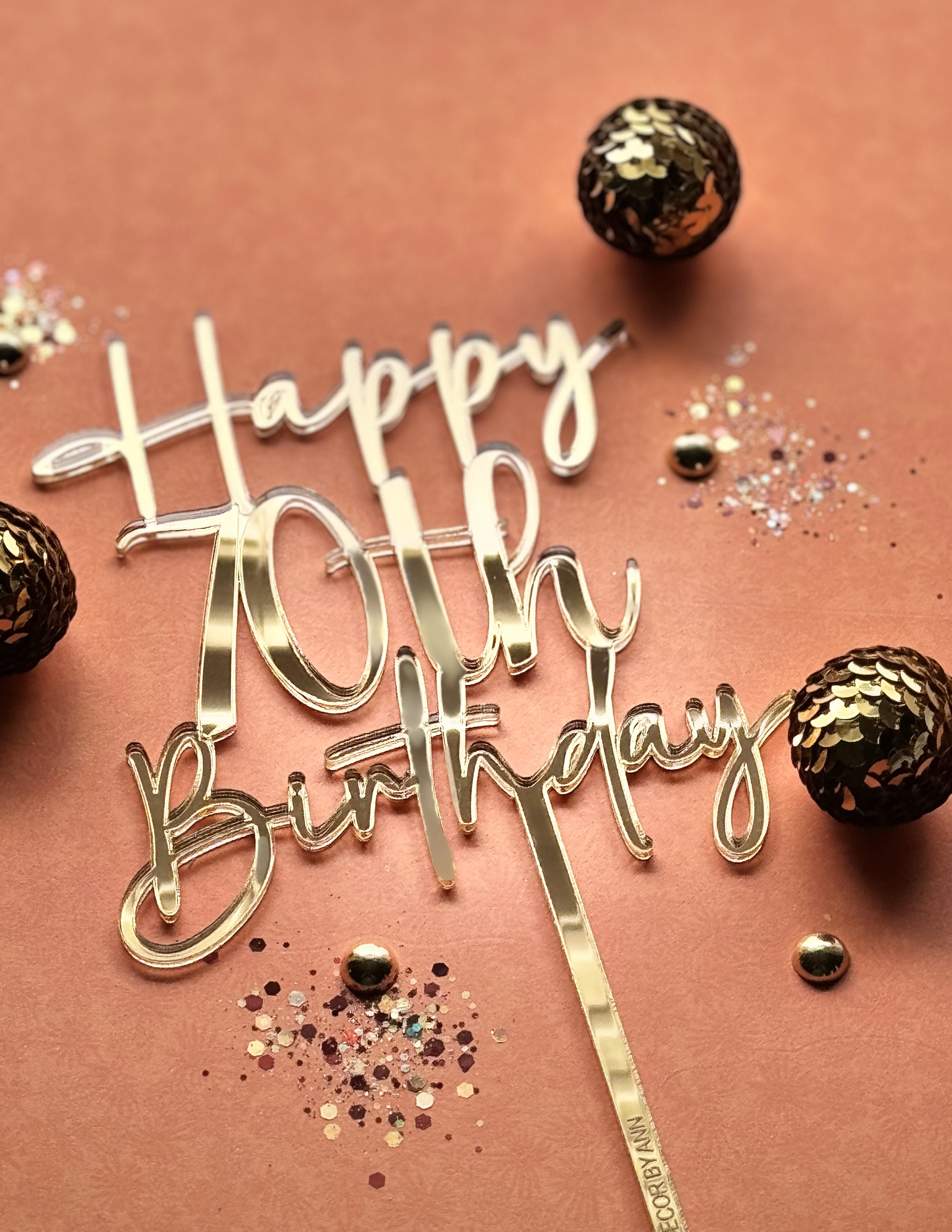10 Decorazioni Per Torta Di Compleanno In Acrilico A Specchio – Topper Oro Fai Da Te Per Torte, Cupcake E Festa - 2
