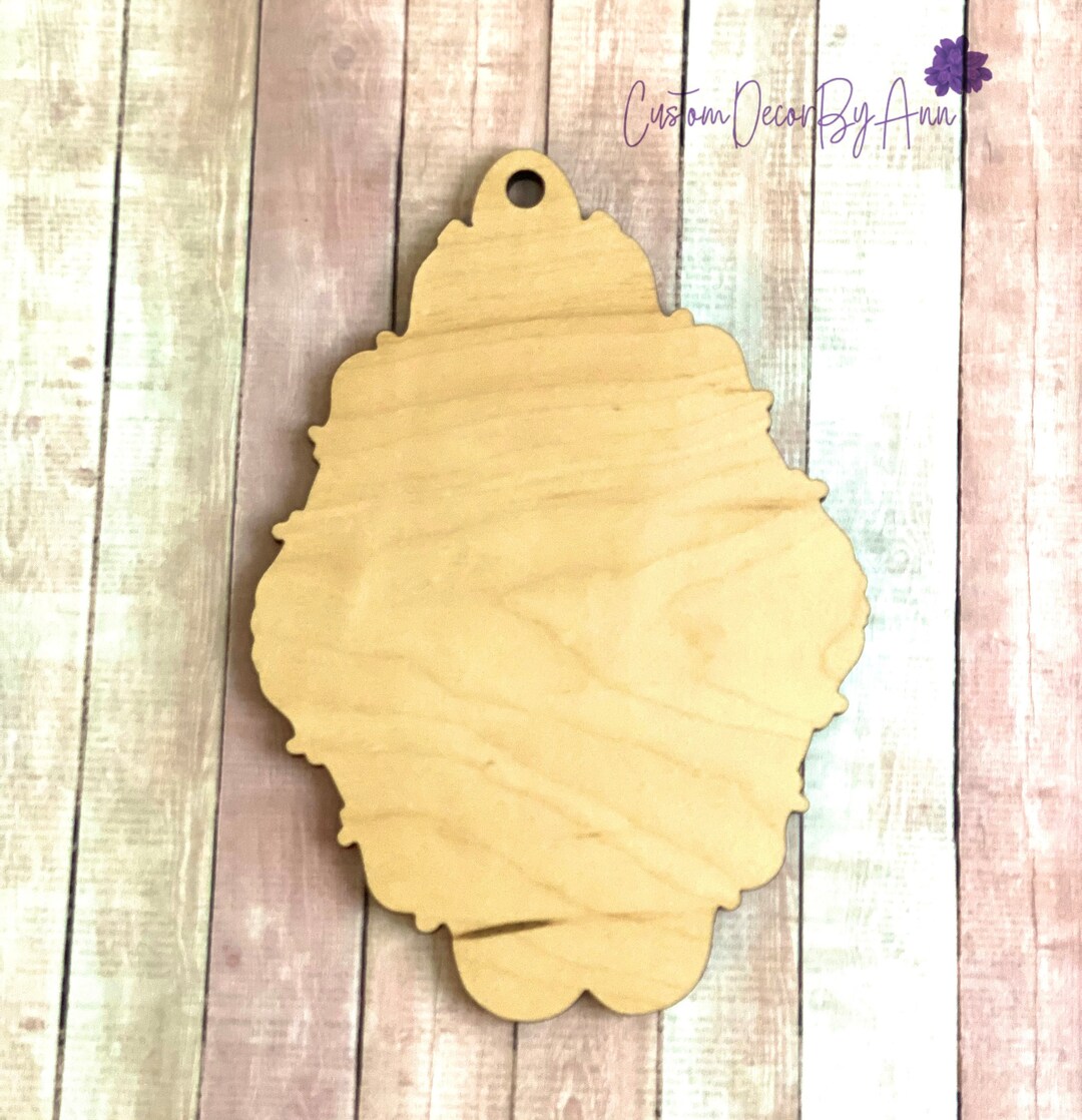 Laser Cut Wood Ornaments Vintage Decoupage Decor Paintable Ornaments